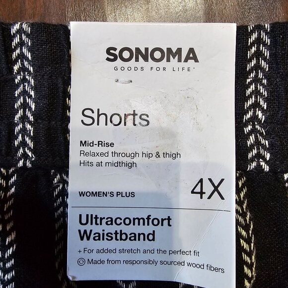 Nwt Sonoma Linen Blend Black Striped Mid Rise Mid thigh sz 4X - Picture 9 of 10